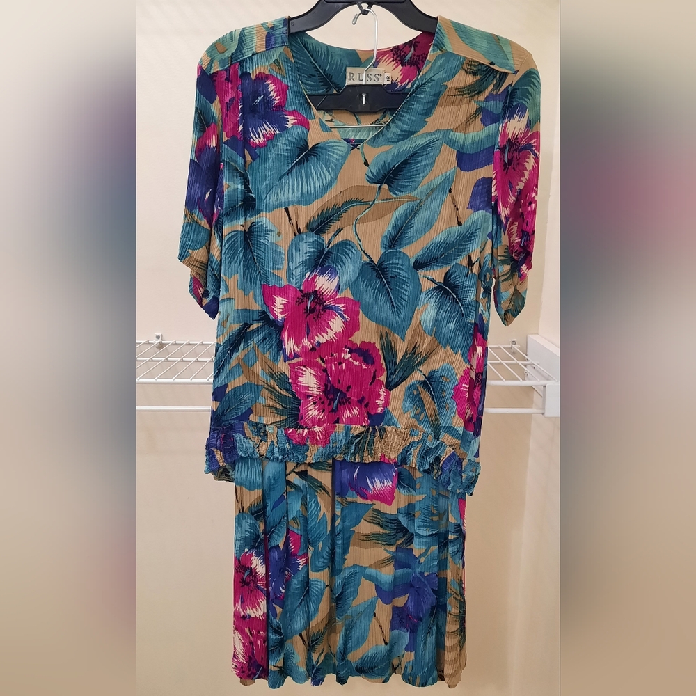 80s Vintage Top & Skirt Set by Russ, Size 12